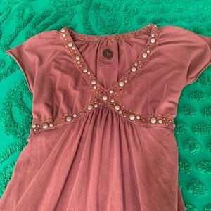 Womens Double D Ranch size small brown chocolate cotton dress with studs